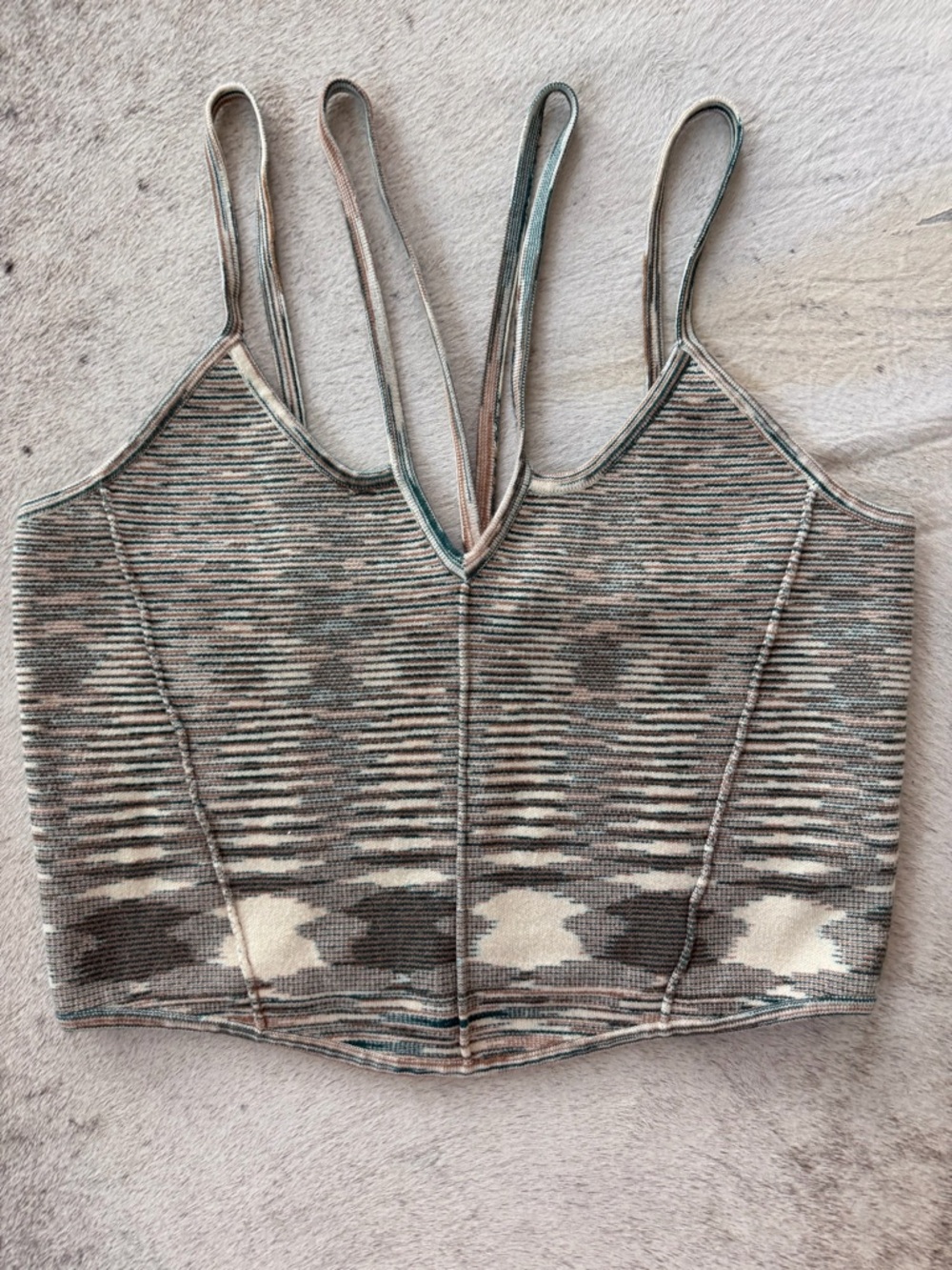 Anthropologie Size M NWOT Striped Knit Cami Crop Top in Multi-Neutral